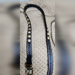 GIANNI VERSACE belt leather studded rhinestone from 1993